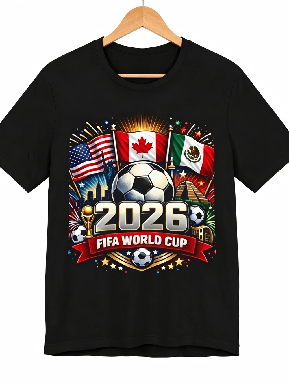 2026 FIFA World Cup Soccer Womens Mens T-shirt Unisex USA Canada Mexico Flags